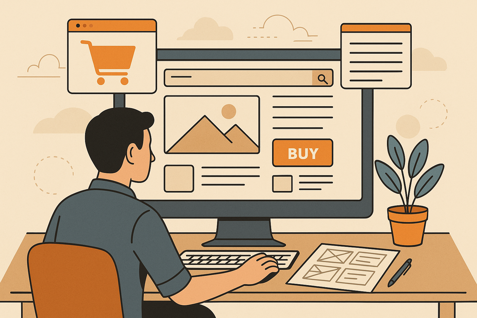 Checklist transforming into an automated workflow board, symbolizing execution